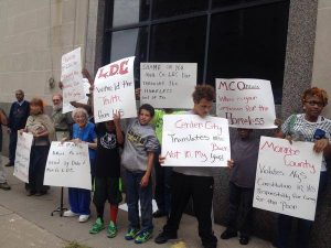 Protesting the closing of the Civic Center Garage to the homeless